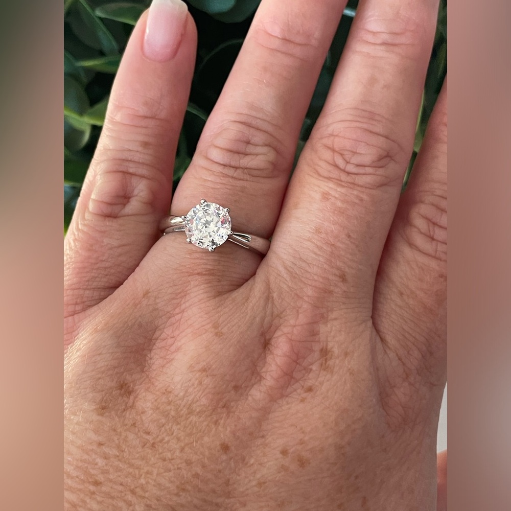 ILU Far East Gem 925 Sterling Silver CZ Stone Bridal Engagement Ring Sz 7.5